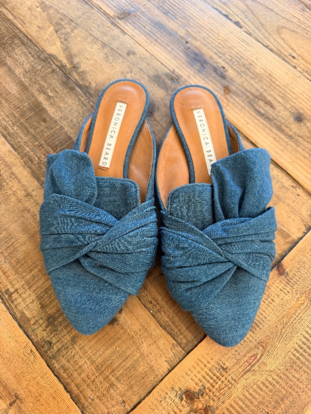 Veronica Beard Denim Mules Flats NWOT Size 7.5